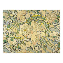 Alfonso Mucha - flores Postal