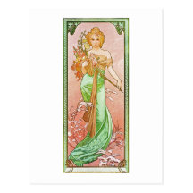 Alfonso Mucha las estaciones: Primavera Printemps Postales