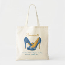 Algo los talones azules personalizó el tote de la  bolsas