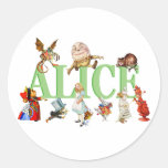 Alicia en el país de las maravillas y amigos pegatinas redondas