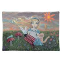 Alicia linda en el arte Placemat de la fantasía de Mantel