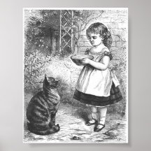 Alimentación de las ilustraciones del gato posters