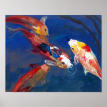Alimentación de pescados de Koi Poster