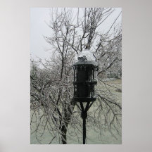 Alimentador de la tormenta de hielo del invierno poster