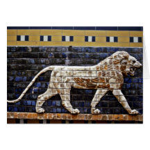 Alivio de Bas, puerta del león de Ishtar - Estambu Tarjeton