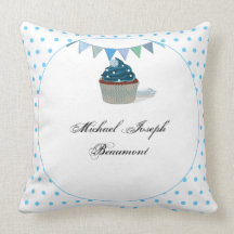 Almohada azul del recuerdo del bebé de la magdalen