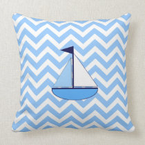 Almohada azul del velero de Chevron (zigzag) almohadas