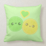 Almohada de Kawaii del corazón de la cal del limón almohadas