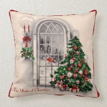 Almohada de la ventana del navidad del vintage