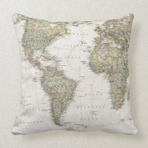 Almohada de tiro antigua del mapa del mundo