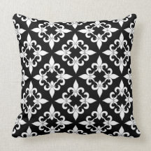 Almohada de tiro de la flor de lis - negro