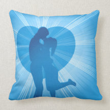 Almohada de tiro de los amantes de los azules