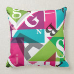 Almohada del arte de la tipografía del alfabeto almohadas