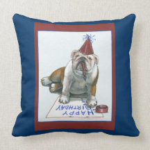 Almohada del cumpleaños del perro de Bull
