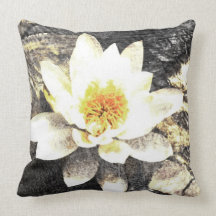 almohada del flor del loto gris y amarilla