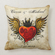 Almohada del recuerdo del boda del tatuaje del vin