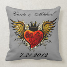 Almohada del recuerdo del boda del tatuaje del vin