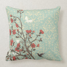 Almohada floral de Mojo del pájaro de los remolino