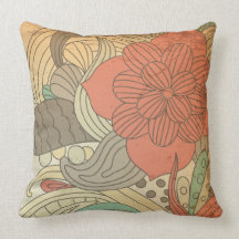 Almohada floral rojo marrón neutral de los remolin