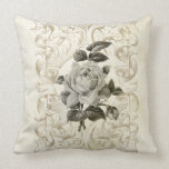Almohada grabada rosa de la sepia almohadas