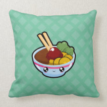 Almohada linda de los cuencos de sopa de Kawaii