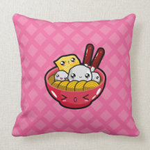 Almohada linda de los cuencos de sopa de Kawaii
