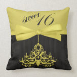 Almohada negra y amarilla linda de la lámpara del 