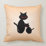 Almohada observada rojo negra del gato de los gato
