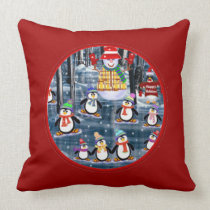 Almohada patinadora del navidad de los pingüinos almohadas