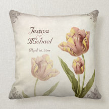 Almohada personalizada tulipán rosado del aniversa