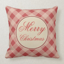 Almohada roja de la guinga de las Felices Navidad