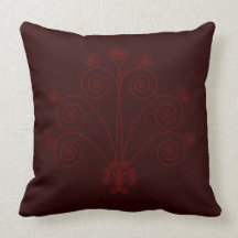 Almohada rojo oscuro del remolino del pavo real