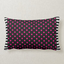 almohada rosada de los lunares de la raya negra