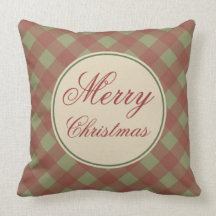 Almohada verde de la guinga de las Felices Navidad