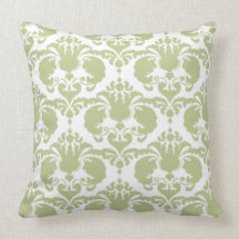 Almohada verde femenina del damasco