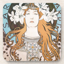 Alphonse Mucha Sarah Bernhardt Jugendstil Art Deco Getränk Untersetzer