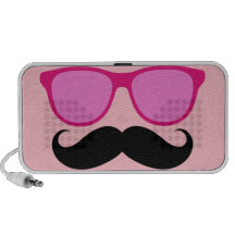 Altavoces rosados femeninos divertidos del bigote 