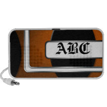 Altavoz anaranjado del Doodle de las iniciales eje