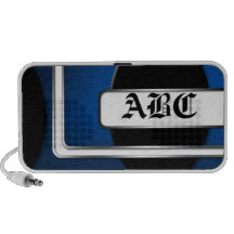 Altavoz azul del Doodle de las iniciales ejecutiva