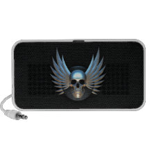 Altavoz con alas azul del cráneo