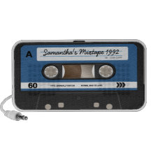Altavoz personalizado casete retro azul de Mixtape
