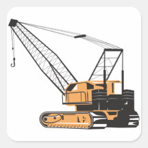 Alzamiento de la grúa de construcción retro calcomania cuadradas personalizadas