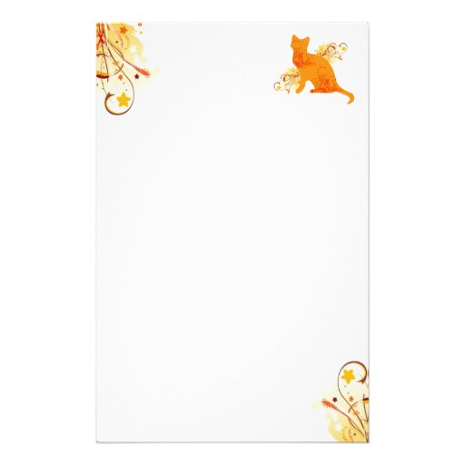 Amante anaranjado y amarillo del gato inmóvil papelería personalizada