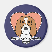 Amante de cocker spaniel del inglés iman de frigorífico