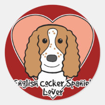Amante de cocker spaniel del inglés pegatinas redondas
