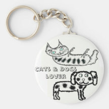 Amante de los gatos y de los perros llavero