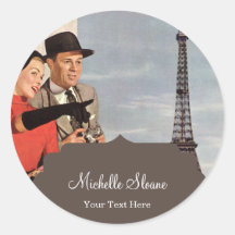 Amantes en el ejemplo del vintage de París Pegatina