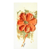 "Amapola de color salmón 3" acrílico del extracto  Tarjetas Con Fotos Personalizadas