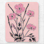 Amapolas del rosa del arte del vintage de Mousepad