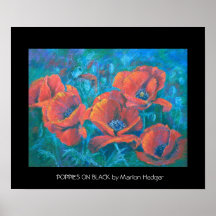 Amapolas en el poster negro
